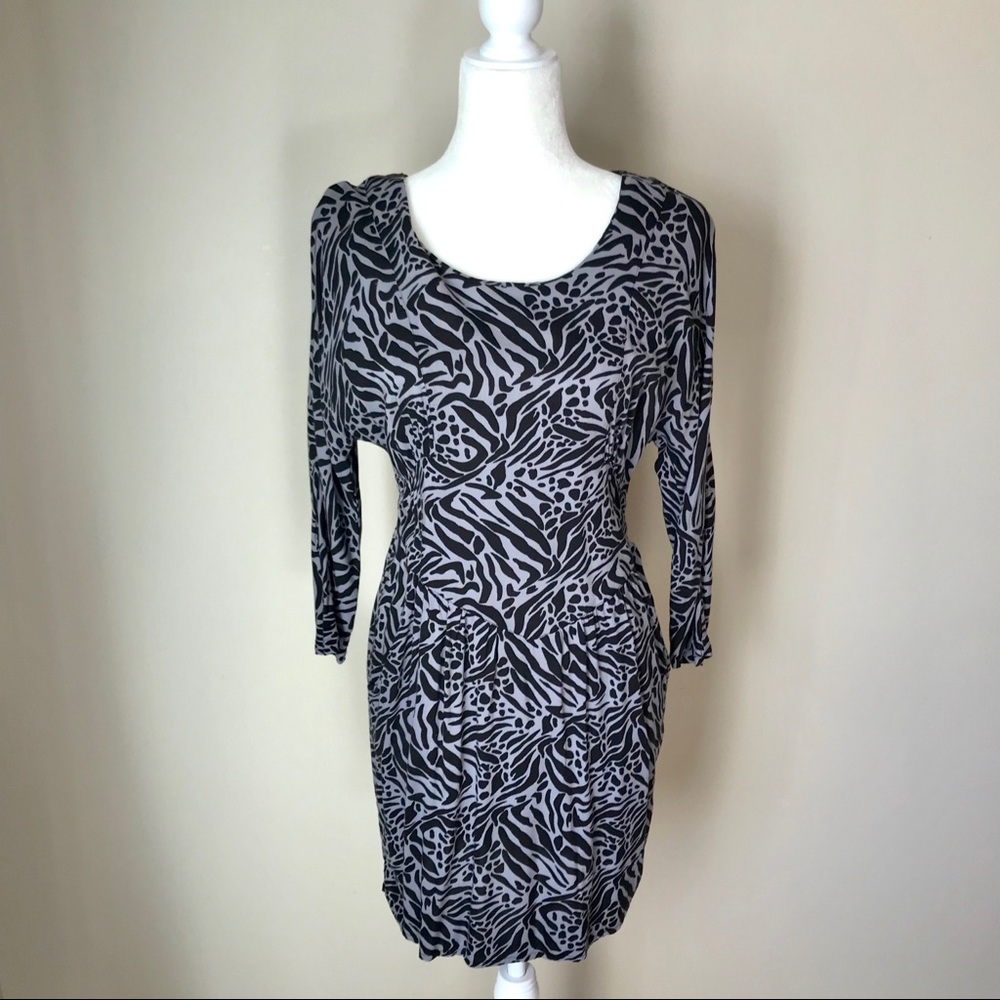 Mirror Dash Animal Print Long Sleeve Fitted Dress